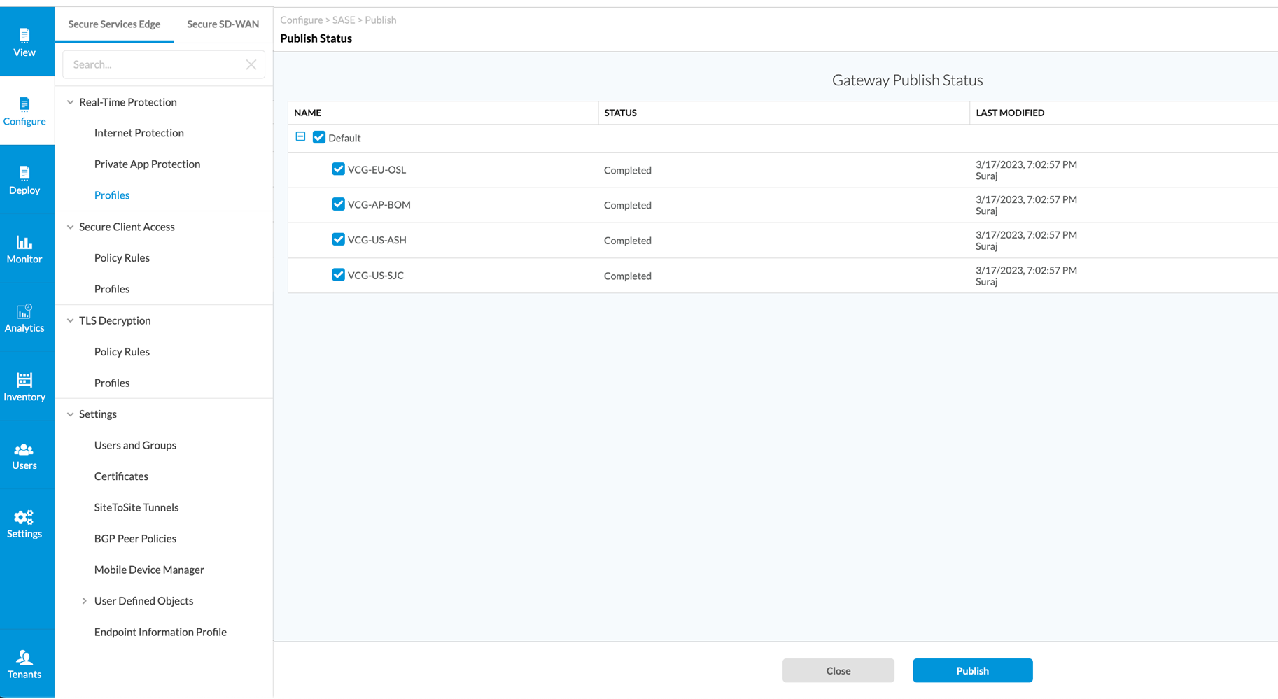 screenshot of Versa SASE